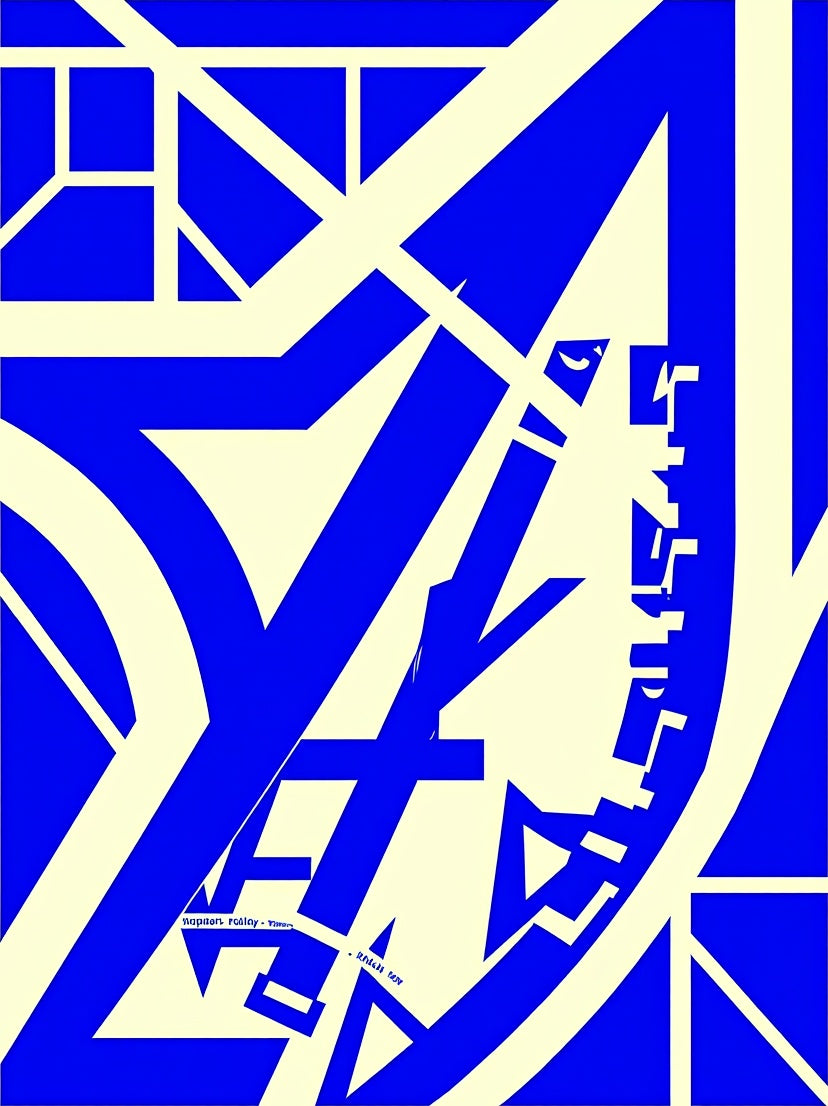 Bold Royal Blue Abstract Forms Rug
