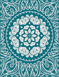 Teal White Organic Mandala Swirl Rug
