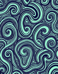 Navy Teal Swirl Abstract Line Art Rug