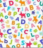 Playful ABC Animals Colorful Collage Rug