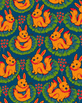 Orange Bunnies With Berry Branches Rug