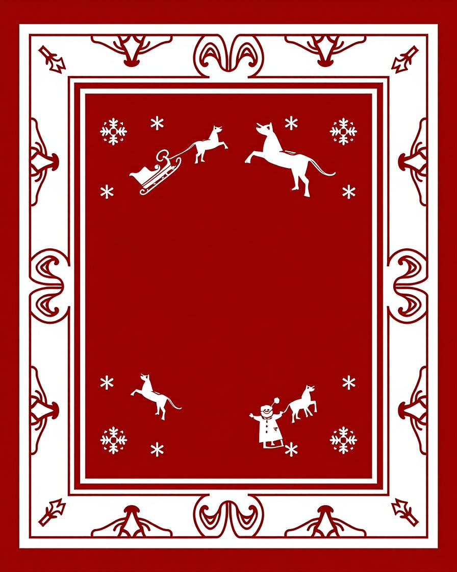 Snowflake Sleigh Rides Red Rug