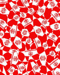 Red White Abstract Tribal Figures Rug