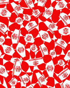 Red White Abstract Tribal Figures Rug