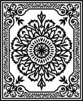 Black Floral Medallion Square Frame Rug