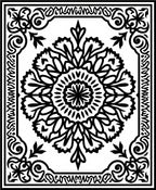 Black Floral Medallion Square Frame Rug