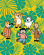 Whimsical Jungle Friends Playful Scene Rug