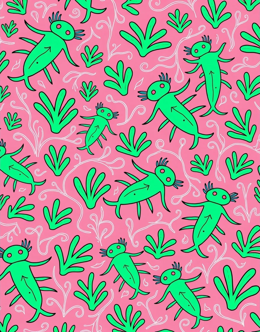 Whimsical Green Critters Pink Garden Rug