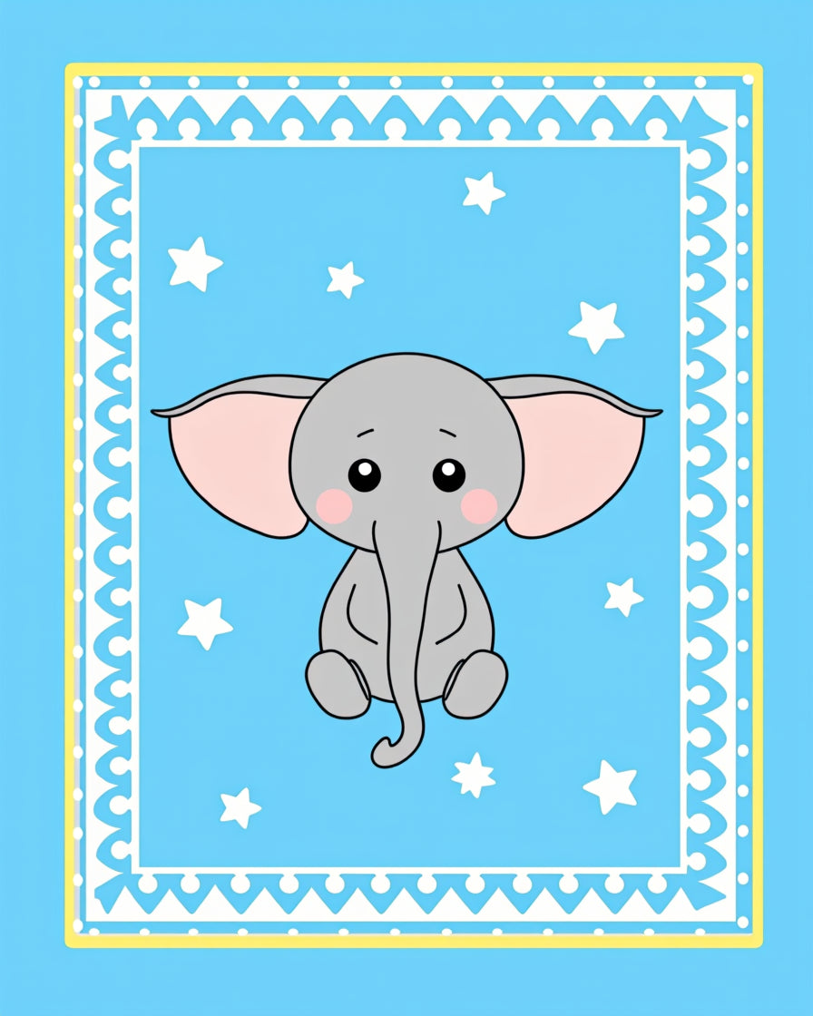 Cute Gray Elephant Sky Stars Rug