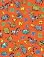 Orange Zoo Alphabet Animals Rug