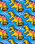 Yellow Tiger Waves Repeating Pattern Rug