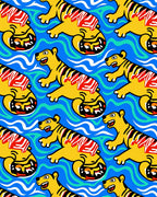 Yellow Tiger Waves Repeating Pattern Rug