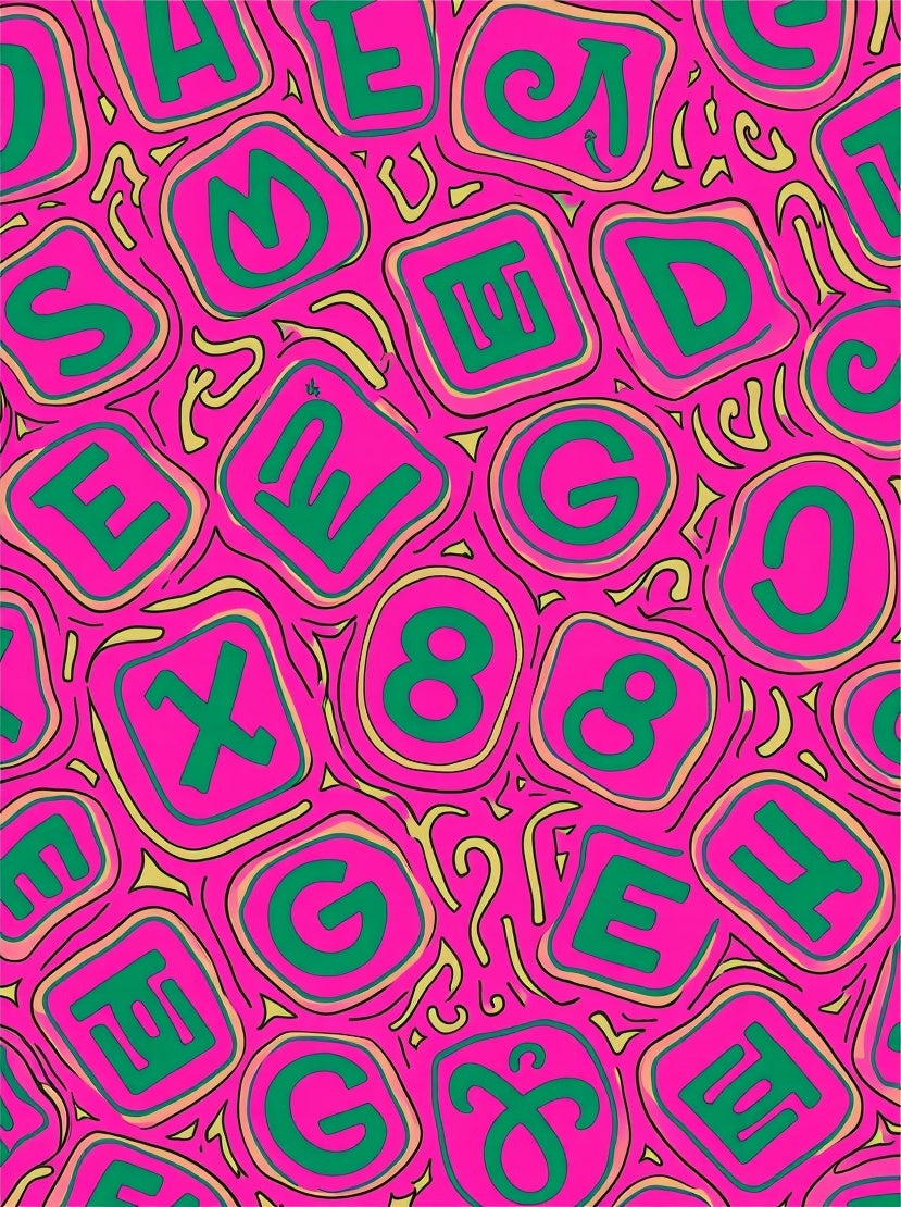 Pink Green Alphabet Numbers Rug