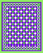 Vibrant Purple Green Clover Geometric Rug