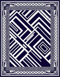 Deep Indigo Geometric Linear Abstraction Rug