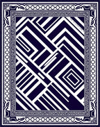 Deep Indigo Geometric Linear Abstraction Rug