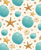 Oceanic Shell Starfish Arrangement Rug