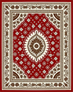 Rich Red Cream Floral Medallion Rug