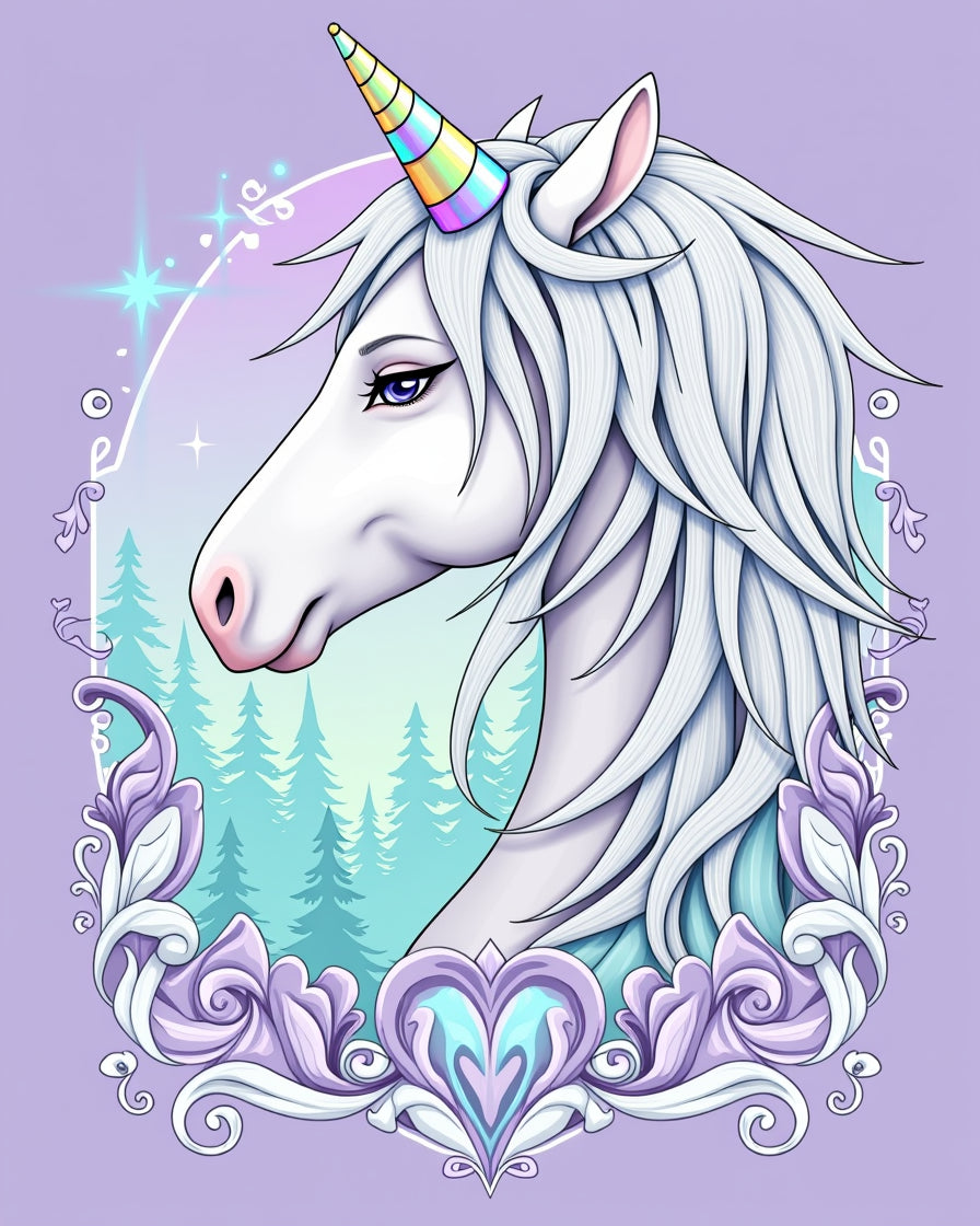 Enchanted Unicorn Forest Pastel Swirl Rug
