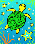 Bright Yellow Cartoon Turtle Swirl Shell Rug