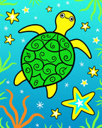 Bright Yellow Cartoon Turtle Swirl Shell Rug