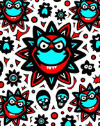 Scary Sun Skull Red Black Rug