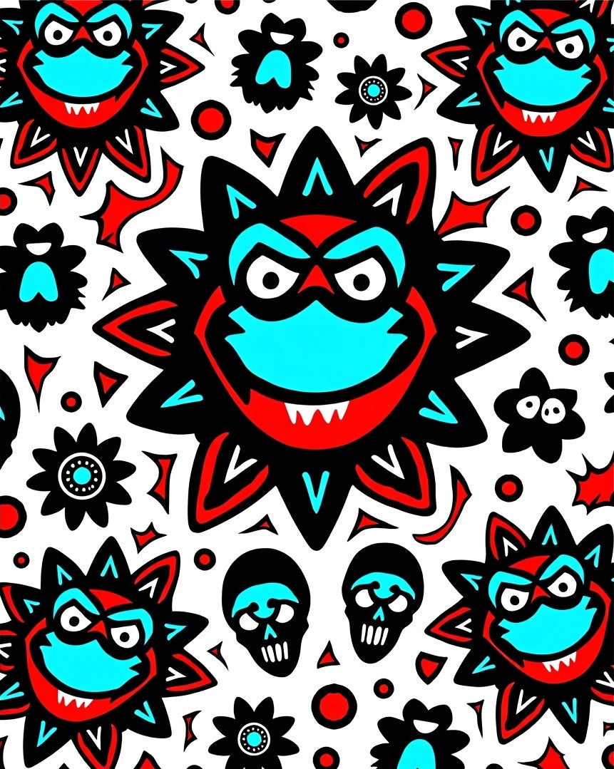 Scary Sun Skull Red Black Rug