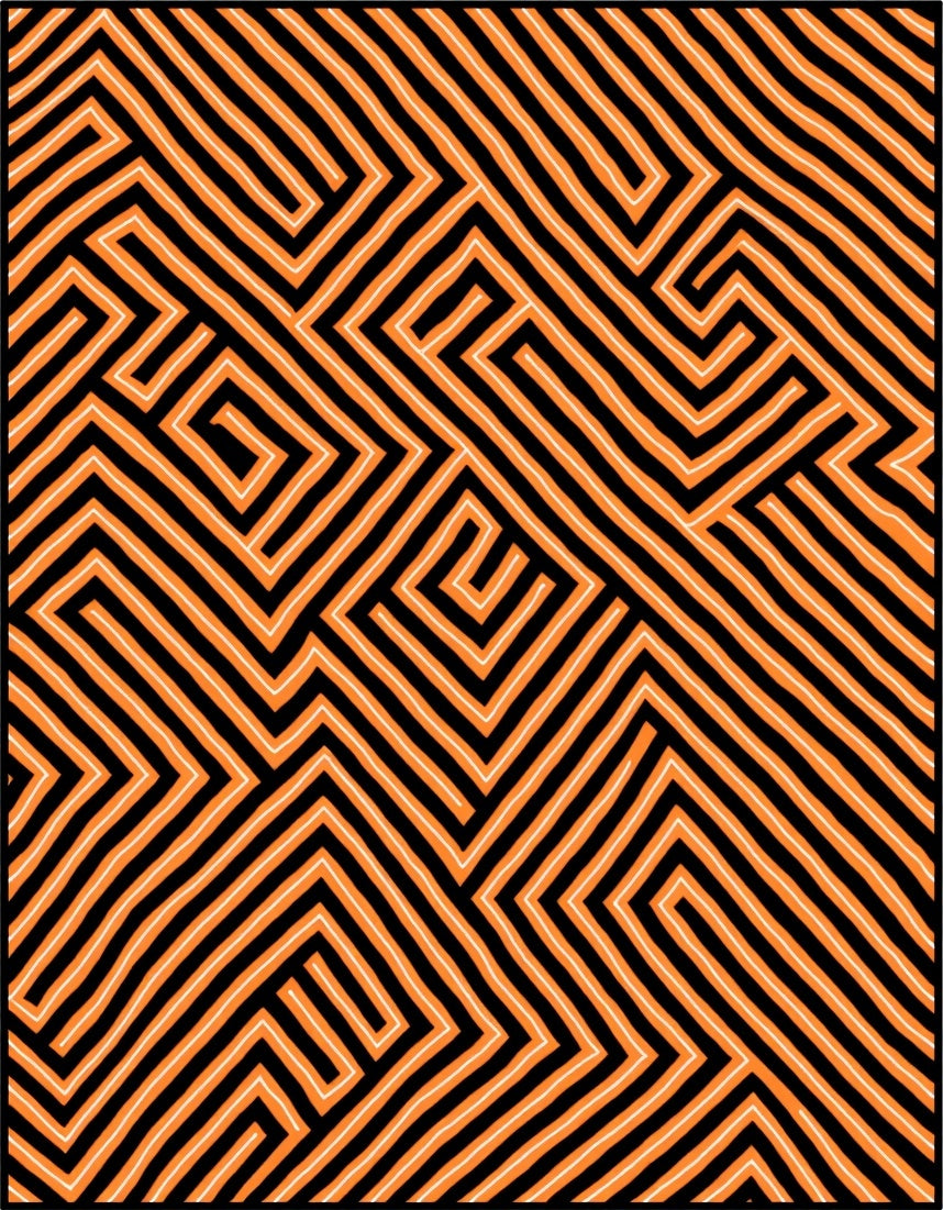 Bold Orange Maze Geometric Rug
