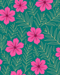 Vibrant Pink Floral Emerald Foliage Rug