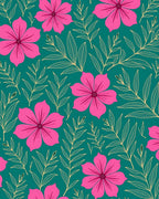 Vibrant Pink Floral Emerald Foliage Rug