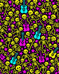 Vibrant Skeleton Guitar Pop Art Rug