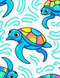 Colorful Cartoon Turtle Aquatic Scene Rug