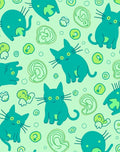 Teal Whimsical Cat Swirls Rug
