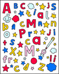 Colorful Alphabet Collage With Stars Rug