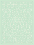 Mint Green Geometric Cube Motif Rug