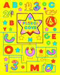 Bright Yellow Star with Abstract Shapes Rug