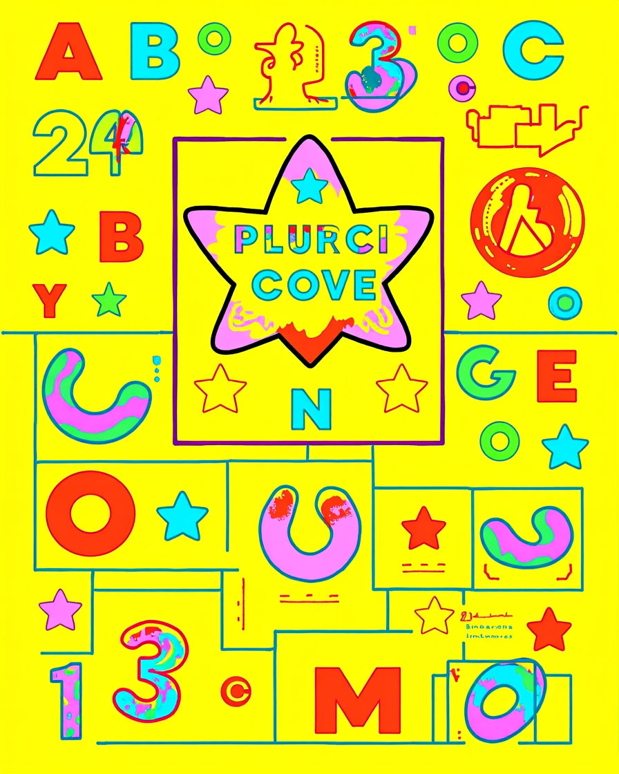 Bright Yellow Star with Abstract Shapes Rug
