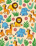 Safari Jungle Animals Tropical Leaves Rug