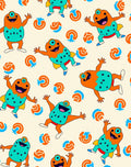 Playful Orange Teal Monster Swirls Rug