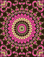 Vibrant Pink Yellow Floral Medallion Rug