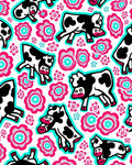 Playful Cows Floral Whimsy Rug