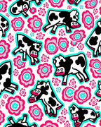 Playful Cows Floral Whimsy Rug