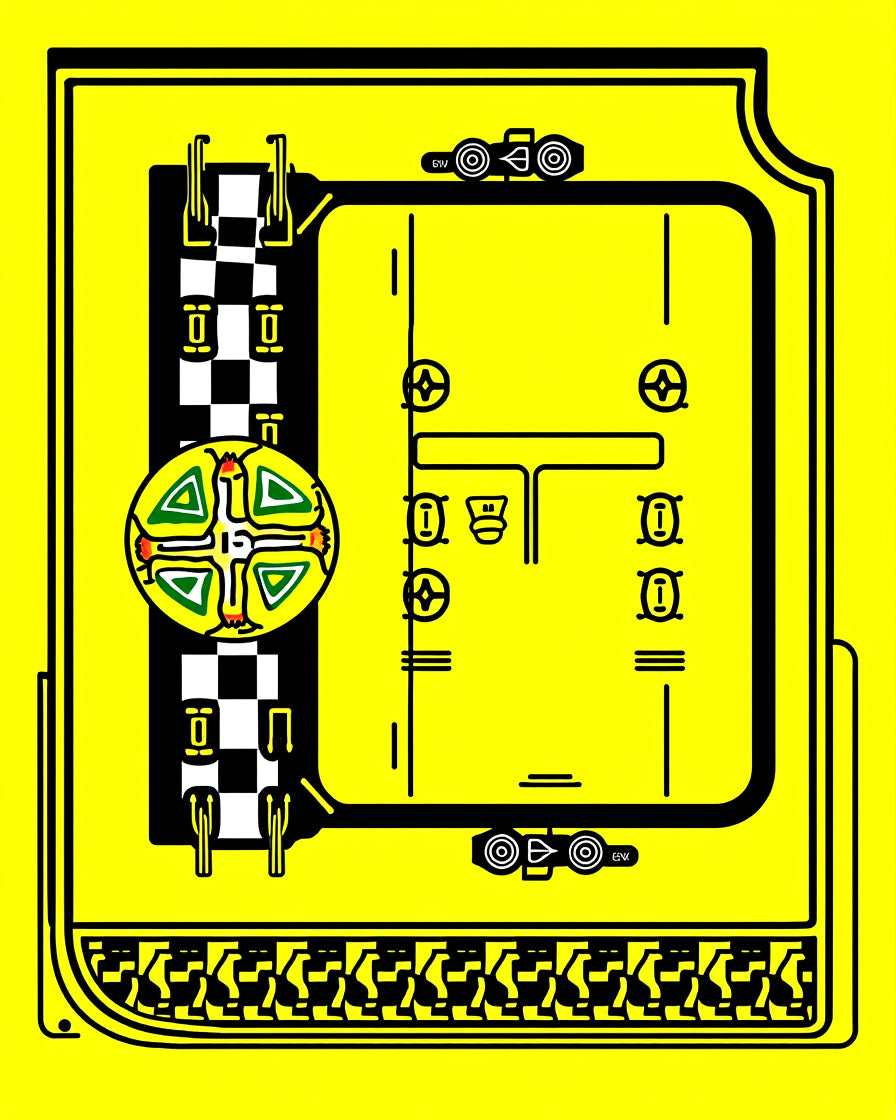 Yellow Black Checkerboard Race Day Rug
