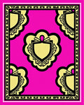 Vibrant Pink Golden Crested Shield Rug