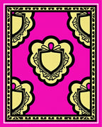 Vibrant Pink Golden Crested Shield Rug