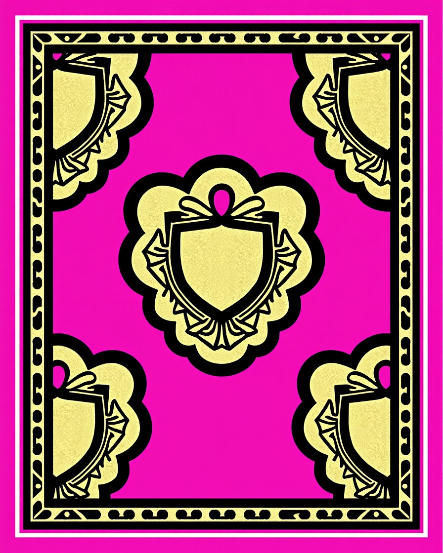 Vibrant Pink Golden Crested Shield Rug
