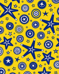 Bold Blue Stars Sunburst Yellow Rug