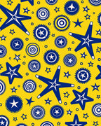 Bold Blue Stars Sunburst Yellow Rug