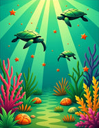 Oceanic Sea Turtle Coral Reef Adventure Rug