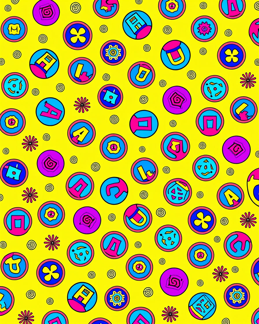 Retro Yellow Pop Circles Garland Rug